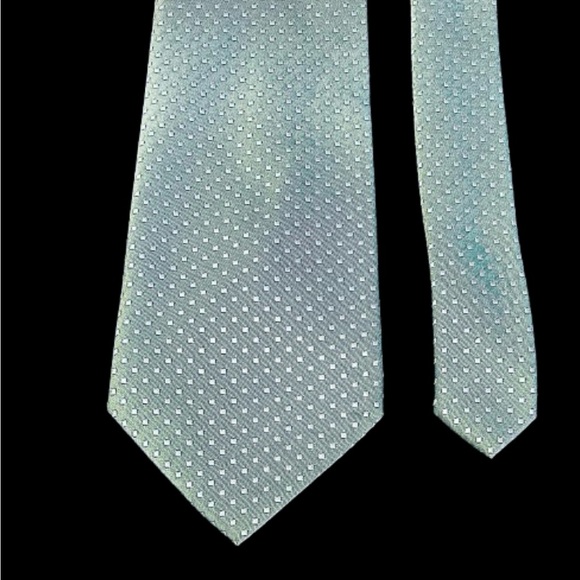VALERIA BOLDI of Milan Italy Men’s Neck Tie • Teal with Gray Dots • 60”L x 4”W - Picture 2 of 5